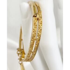 MONET Gold Toned Bracelet Hinged Bangle Vintage 1960s-70s